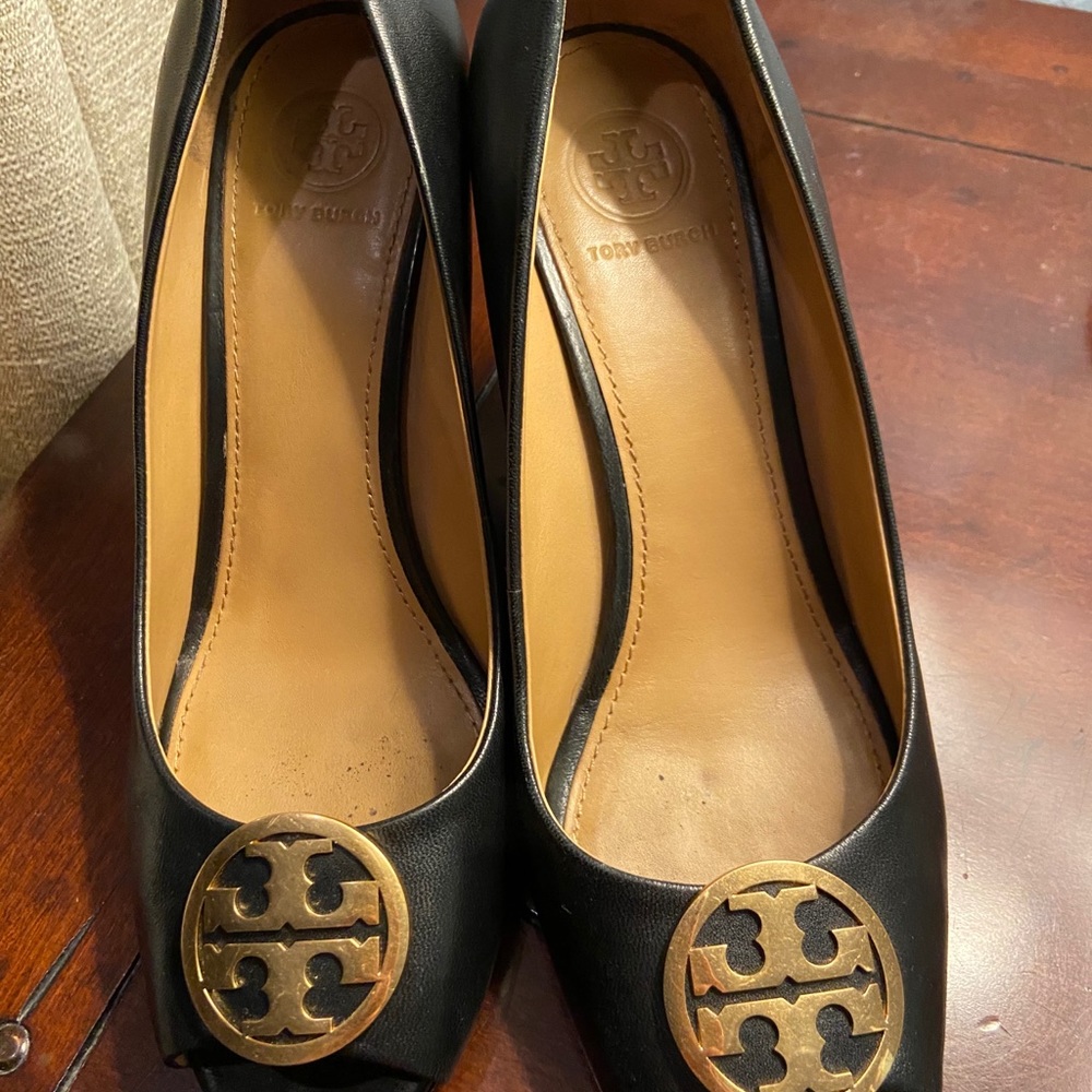 Tory Burch Benton peep toe wedges